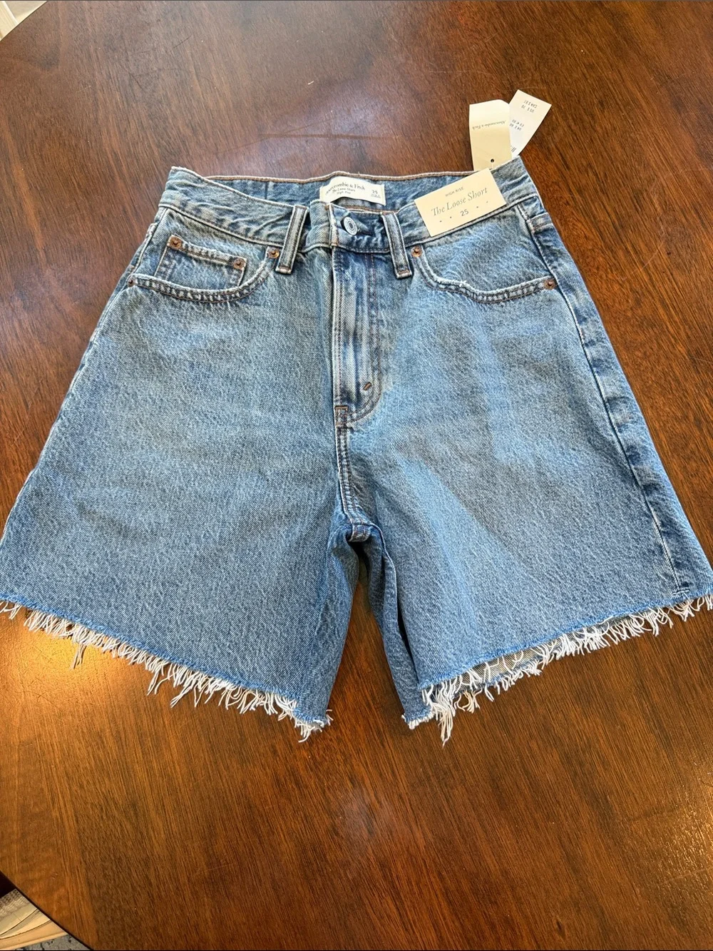 Abercrombie & Fitch Light Blue Denim Frayed-Hem Shorts - Picture 1 of 6